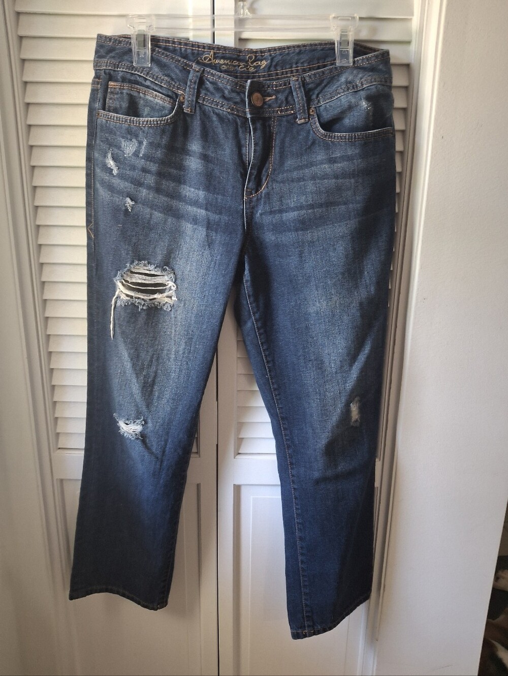 American Rag Distressed Boyfriend Jeans in Blue Wash